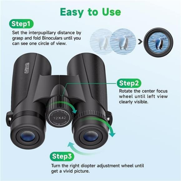 12x42 HD Binoculars for Adults & Kids, Super Bright High Power Binoculars - Picture 5 of 7